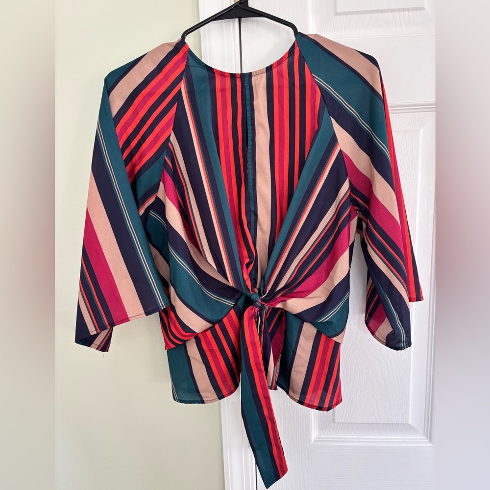 Striped Tie-Front Blouse the impeccable pig